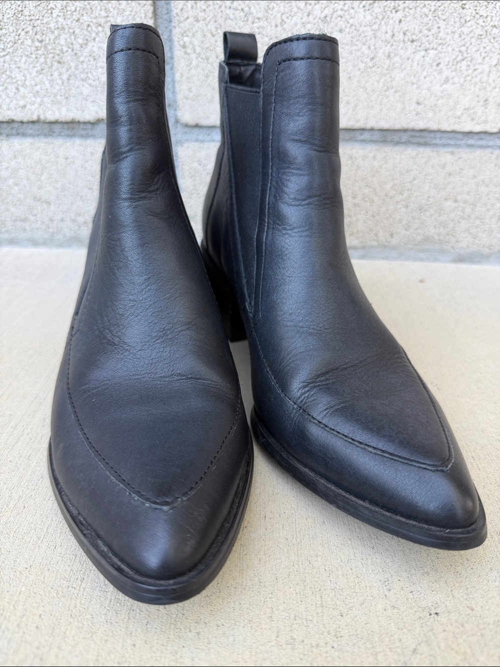 Sol Sana Black Leather Chelsea Block Heel Booties
